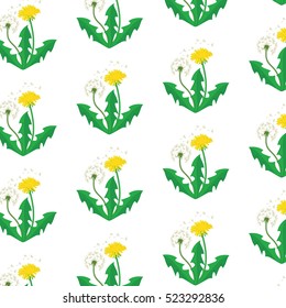 Vector illustration decorative seamless pattern with dandelions. Nature floral background.