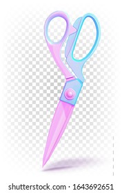 Vector illustration of decorative sewing scissors isolated on a white background. Tailor's Closed Scissors. Cutting tools, stationery. Dressmaking or tailoring scissors for fabric.