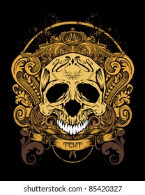 Vector Illustration : Decorative Skull Head