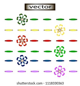 Vector illustration decorative stitching ribbon Bow for cards design and greetings of different colors with beads.