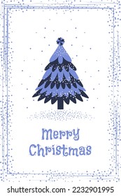 

Vector illustration of a decorative stylized Christmas tree with snowflake decorations. Universal artistic template for design, greeting card, invitation.
