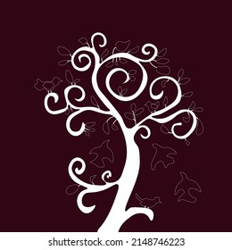 Vector illustration of decorative stylized tree with birds.