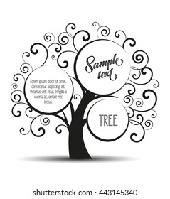Vector illustration of decorative tree, natural silhouette on a white background