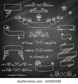 Vector Illustration of Decorative Vintage Chalkboard Elements