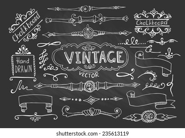 Vector Illustration of Decorative Vintage Chalkboard Elements