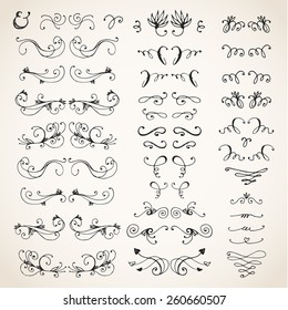Vector Illustration of Decorative Vintage Elements on white background