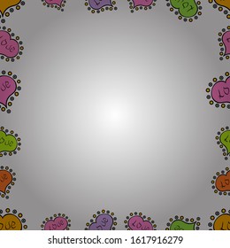 Vector illustration. Decorative vintage frames and borders. Border design is pattern in doodles art style. Seamless. Illustration in black, white and pink colors. Decoration pattern style.