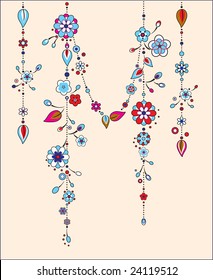 Vector Illustration of Decorative Wind Chimes with floral ornament design