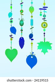 Vector Illustration of Decorative Wind Chimes with floral leaf shape design