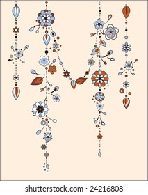 Vector Illustration of Decorative Wind Chimes with floral ornament design