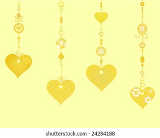 Vector Illustration of Decorative Wind Chimes with fanky heart shapes design