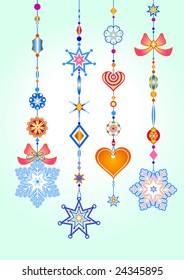 Vector Illustration of Decorative Wind Chimes with fancy snowflake shapes design