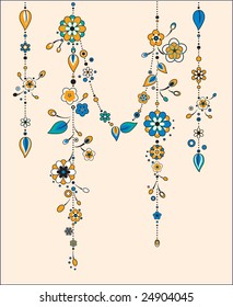 Vector Illustration of Decorative Wind Chimes with floral ornament design