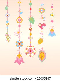 Vector  Illustration of   Decorative Wind Chimes with floral ornament design