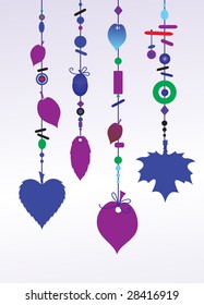 Vector Illustration of Decorative Wind Chimes with floral leaf shape design