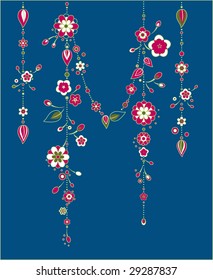 Vector Illustration of Decorative Wind Chimes with floral ornament design