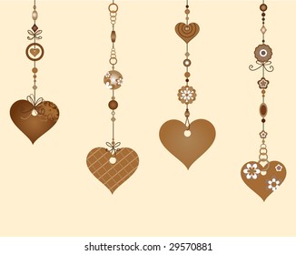 Vector Illustration of Decorative Wind Chimes with funky heart shapes design