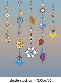 Vector Illustration of Decorative Wind Chimes with floral ornament design