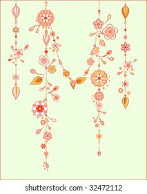 Vector Illustration of Decorative Wind Chimes with floral ornament design