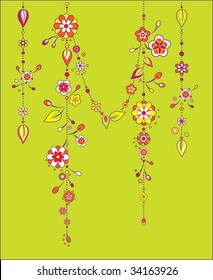 Vector Illustration of Decorative Wind Chimes with floral ornament design