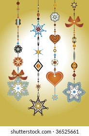 Vector Illustration of Decorative Wind Chimes with funky snowflake shapes design