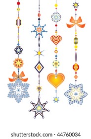 Vector Illustration of Decorative Wind Chimes with funky snowflake shapes design