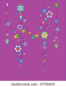 Vector Illustration of Decorative Wind Chimes with floral ornament design