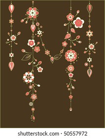 Vector Illustration of Decorative Wind Chimes with floral ornament design