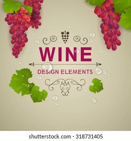 Vector Illustration of a Decorative Wine Background with Wine Grapes