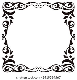 Vector illustration of decortive floral vintage square frame isolated on white, background for decorating greeting cards,invitations