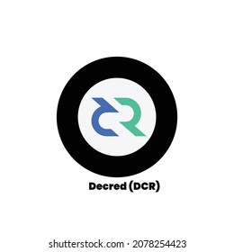 Vector illustration of Decred (DCR) cryptocurrency logo, symbol in a white background.