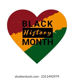  Vector illustration dedicated to the Celebration of African American History with an abstract logo with heart and the inscription Black History Month.