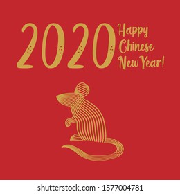 Vector illustration dedicated to chinese new year. The symbol of the new year is the mouse. Minimalistic style, concept for poster, postcard, calendar.