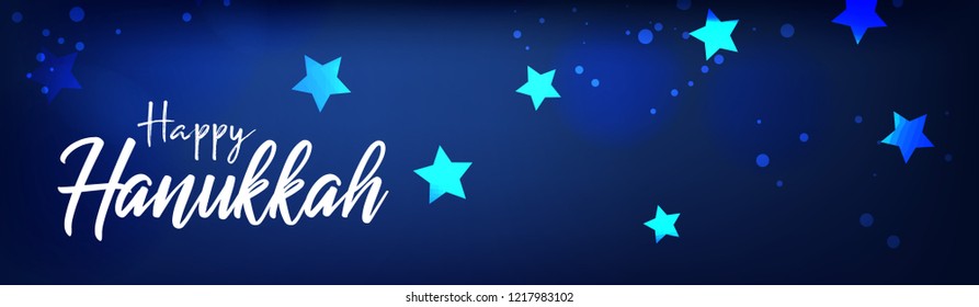 Vector illustration dedicated to the Jewish holiday of Hanukkah, menorah (traditional candelabra) and burning candles with hand lettering text of happy hanukkah sale 