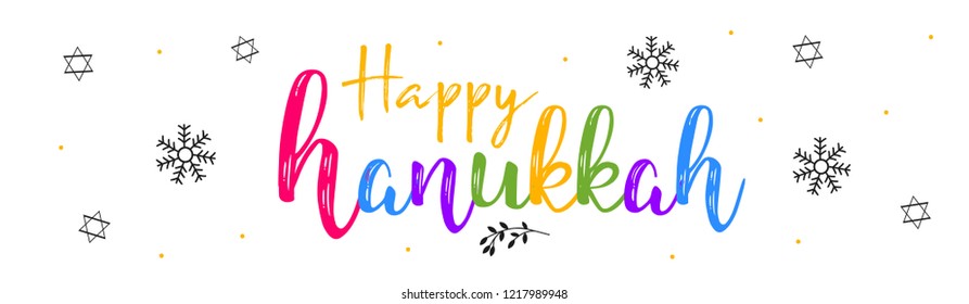 Vector illustration dedicated to the Jewish holiday of Hanukkah, menorah (traditional candelabra) and burning candles with hand lettering text of happy hanukkah sale 
