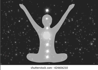 the vector illustration dedicated to the meditation and space