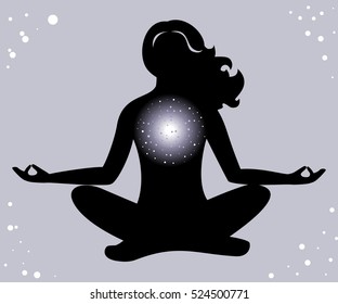 the vector illustration dedicated to the meditation and space.