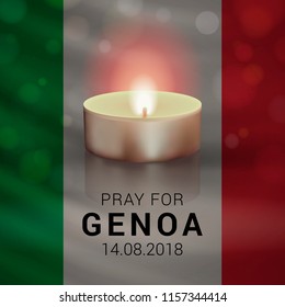 Vector illustration dedicated to remembering all victims of the Genoa bridge collapse tragedy in Italy 14.08.2018. 
