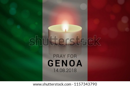 Vector illustration dedicated to remembering all victims of the Genoa bridge collapse tragedy in Italy 14.08.2018. 