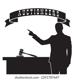 Vector illustration dedicated to specialists working as auctioneers