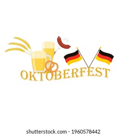 Vector illustration dedicated to the traditional Oktoberfest festival. Light yellow background. Banner, poster, sign.