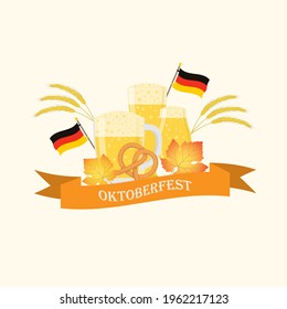 Vector illustration dedicated to the traditional Oktoberfest festival. White background. Banner, poster, sign.