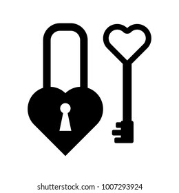 Vector illustration dedicated to Valentine's day. Heart in lock and key.