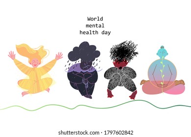 Vector illustration dedicated to World Mental Health Day.