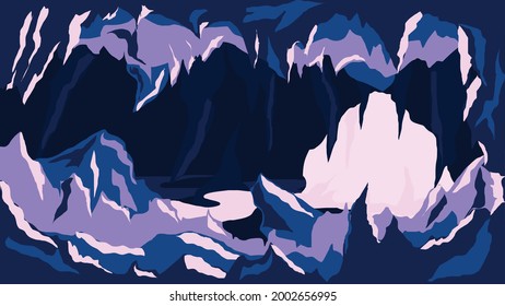 Vector Illustration of a deep blue cave