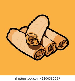 vector illustration. deep fried spring rolls , also called popia sayur in Malaysia.