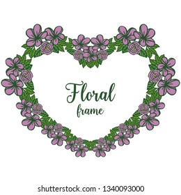 Vector illustration deep purple floral frame and place for text hand drawn