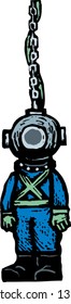 Vector illustration of deep sea diver