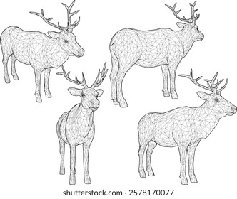 vector illustration of deer animal design with long horns