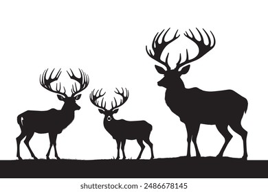 Vector illustration of deer animal silhouette with antlers